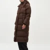Ela Slit Puffer Jas - Donker bruin
