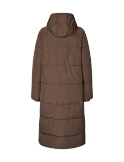 Ela Slit Puffer Jas - Donker bruin