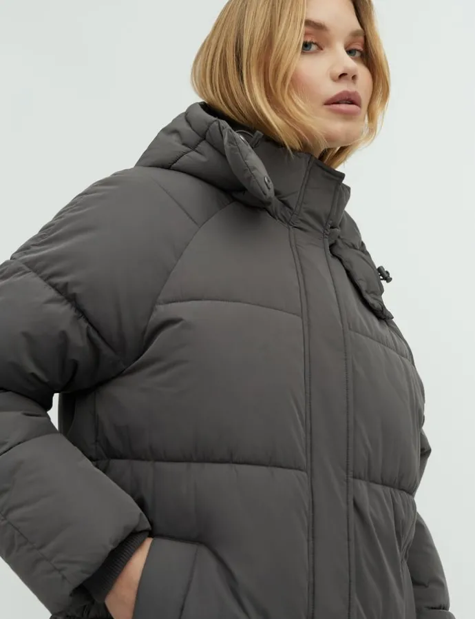 Ela Slit Puffer Jas - Grijs