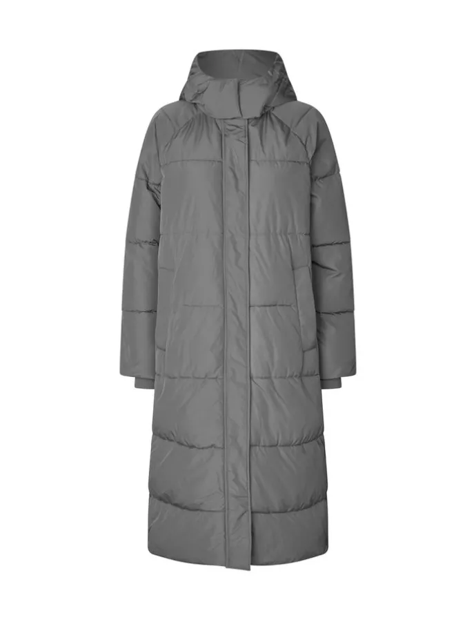 Ela Slit Puffer Jas - Grijs