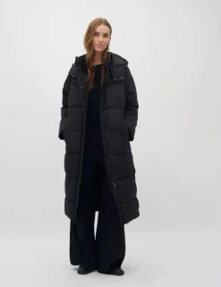 Ela Slit Puffer Jas - Zwart