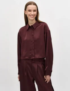 Emele-M Satin Shirt - Bordeaux