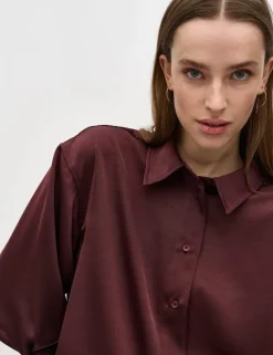 Emele-M Satin Shirt - Bordeaux