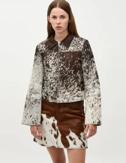 Faye-M Cow Leather Skirt - Print