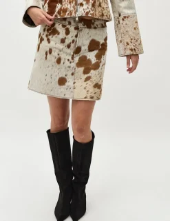Faye-M Cow Leather Skirt - Print